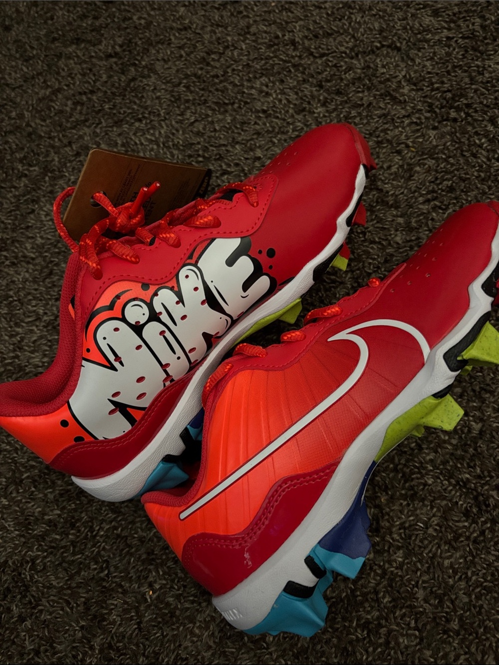 Nike Kids Red and White Graphic Soccer Cleats